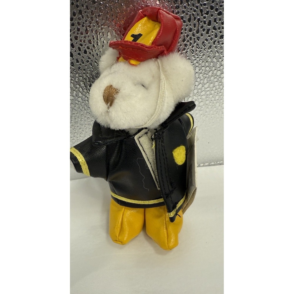 Ganz Wee‎ fireman bear, Smoosh Hat, Rare, Leather Coat